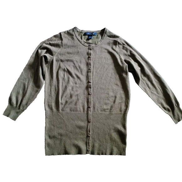 Ashley Stewart Long Cardigan Sweater Womens Size 10/12 Army Green Olive Soft - Picture 1 of 6